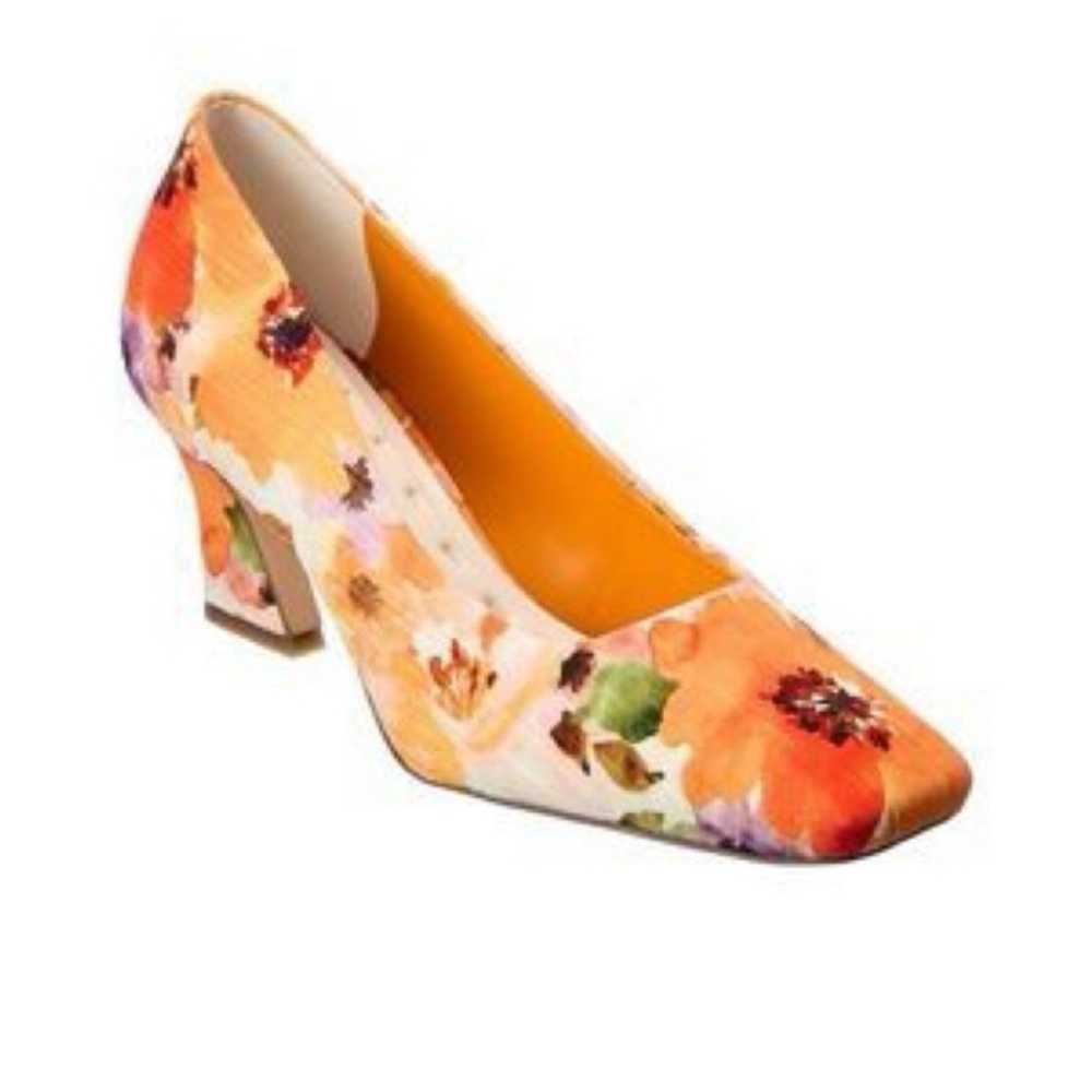 Franco Sarto Orange and Purple Heels Floral Design